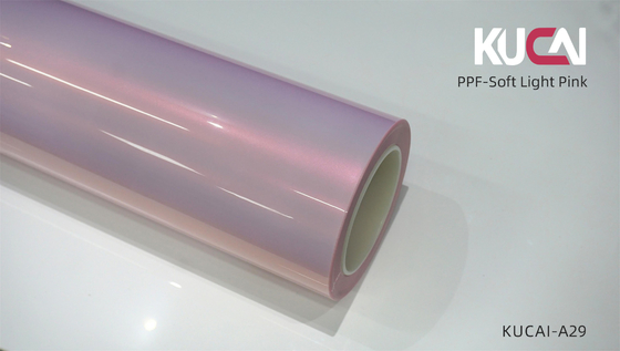 หนังป้องกันสี TPU สีชมพูอ่อน PPF สําหรับรถยนต์ KUCAI Manufacture